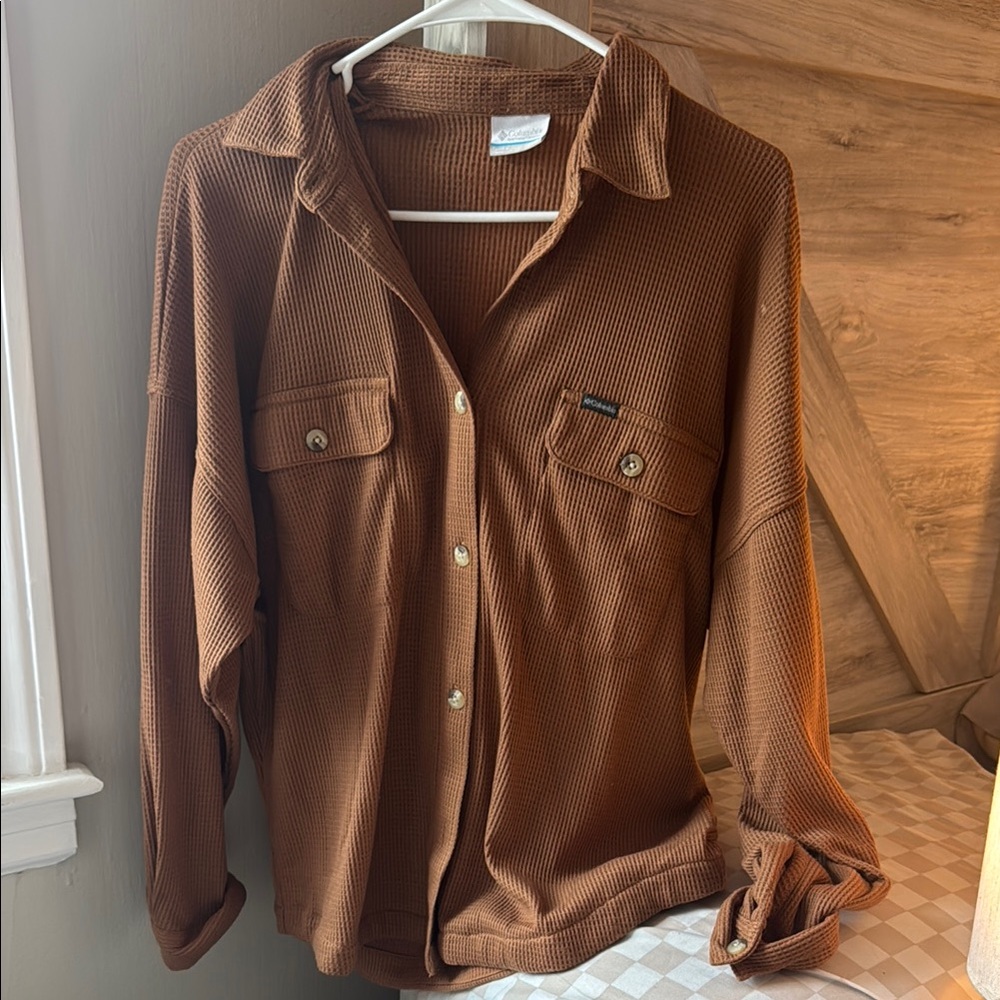 Columbia Brown Button Down Shirt Classic Fit